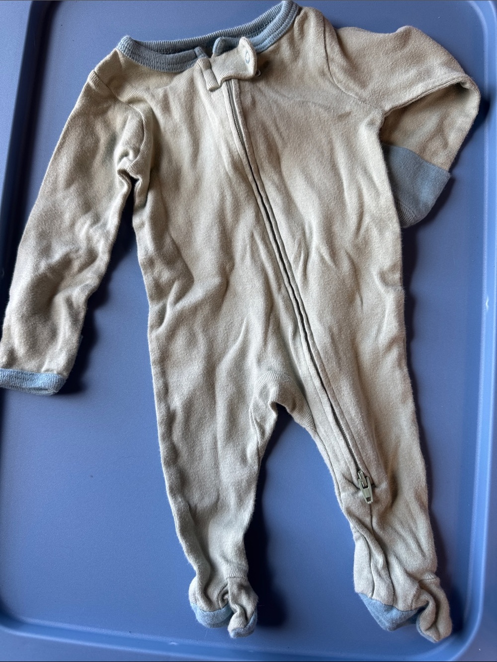 Neutral Beige Footed Baby One-Piece Zipper Sleeper